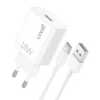 COOL CARREGADOR UNIVERSAL CONECTOR TYPE-C 3AMP CARGA RÁPIDA KIT 2 EM 1 BRANCO