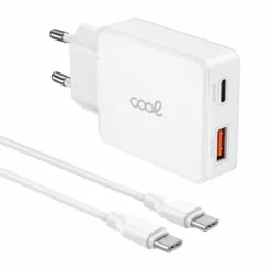 COOL CARREGADOR PD TYPE-C + USB 65W + CABO TYPE-C GAN BRANCO