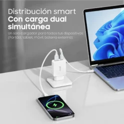 COOL CARREGADOR PD TYPE-C + USB 65W + CABO TYPE-C GAN BRANCO 5