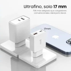 COOL CARREGADOR PD TYPE-C + USB 65W + CABO TYPE-C GAN BRANCO 1