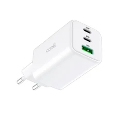 COOL CARREGADOR PD X3 (2X TYPE-C + 1X USB) 65W GAN BRANCO 1